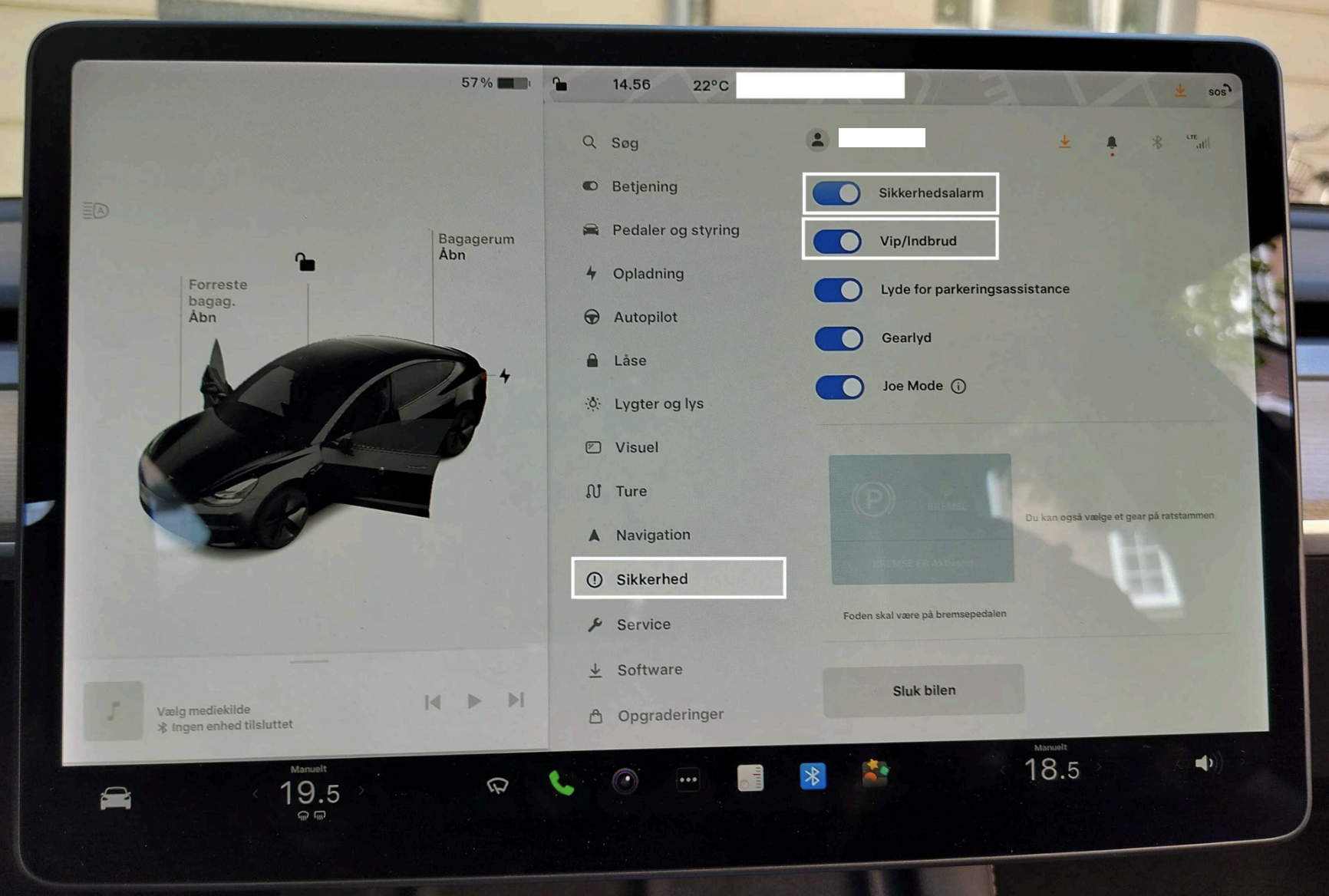 Tesla indstillinger Tesla indstillinger